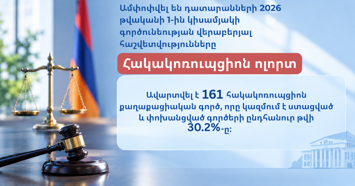 Ամփոփվել են դատարանների 2026 թվականի 1-ին կիսամյակի գործունեության վերաբերյալ հաշվետվությունները. Հակակոռուպցիոն ոլորտ